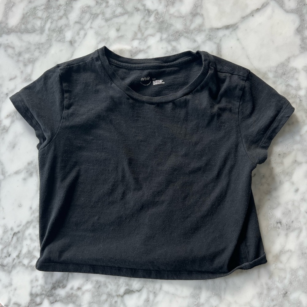 Aerie Black Crop Top Tshirt